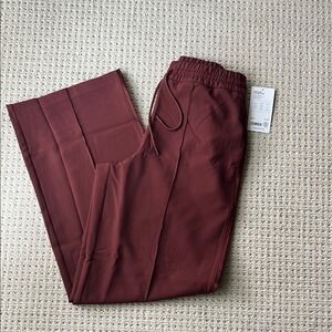 Red Track Pants with Wide-Leg Design and Pleats